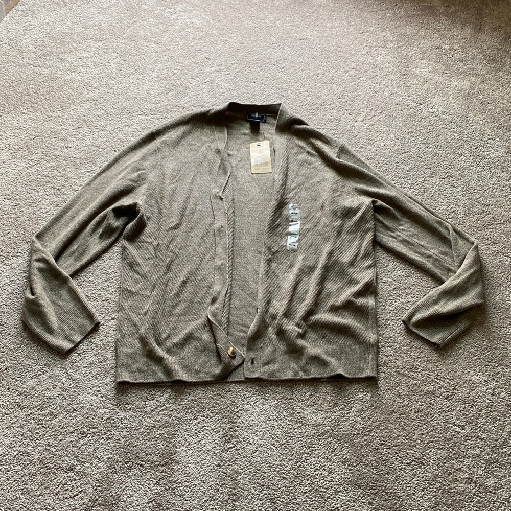 NWT Dockers Otter Brown Button Down Cardigan Sweater SIZE M
